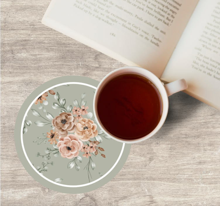 Bases para copos modernas com motivo floral elegante - TenStickers