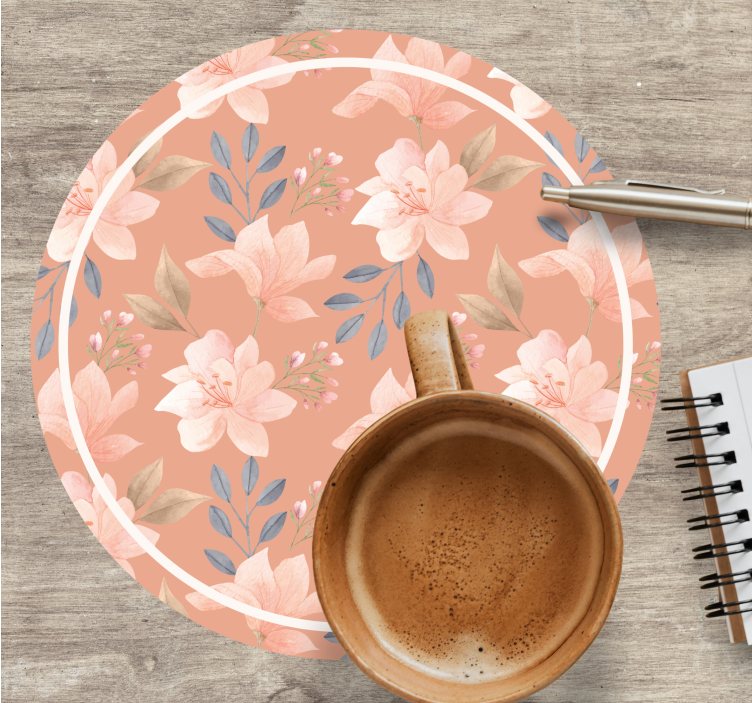 Bases para copos modernas com padrão floral e folhas - TenStickers