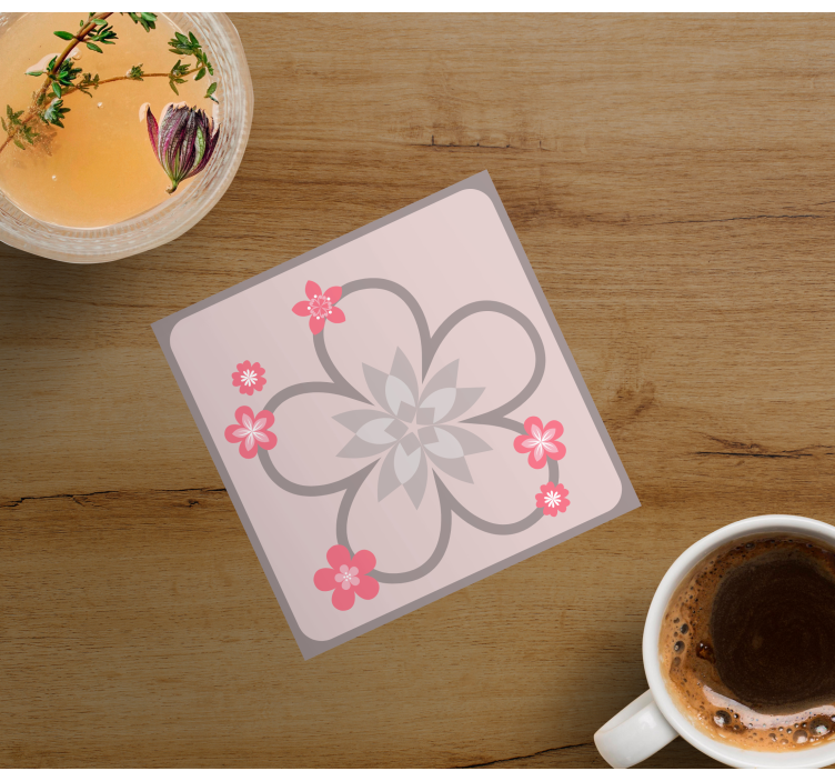 Bases para copos modernas com padrão floral elegante - TenStickers