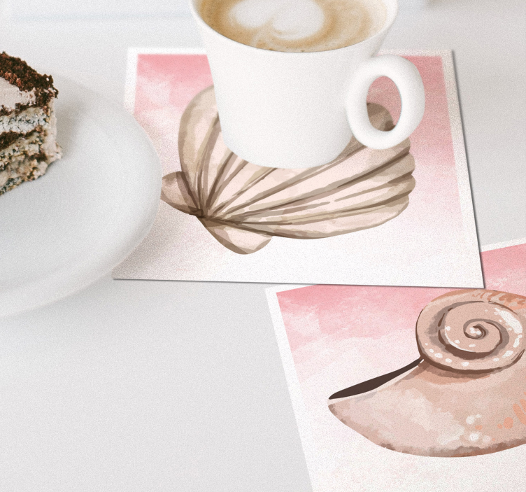 Bases para copos modernas conchas com splash rosa - TenStickers