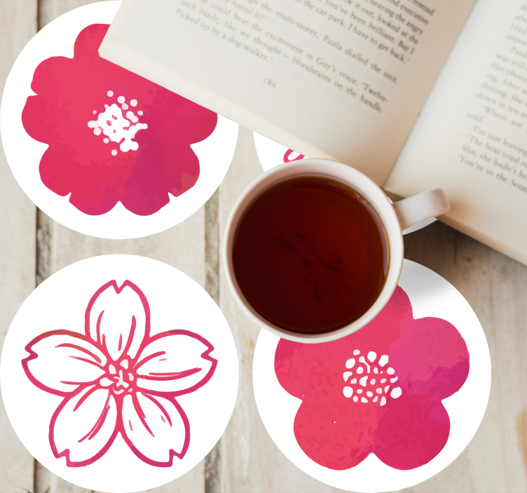 Bases para copos modernas elementos florais rosa - TenStickers