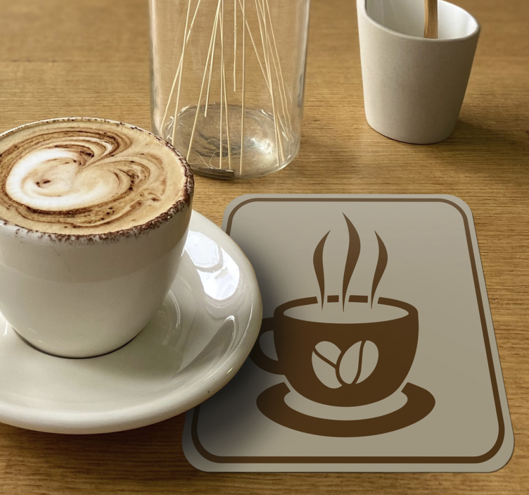 Bases para copos modernas emblema da xícara de café - TenStickers