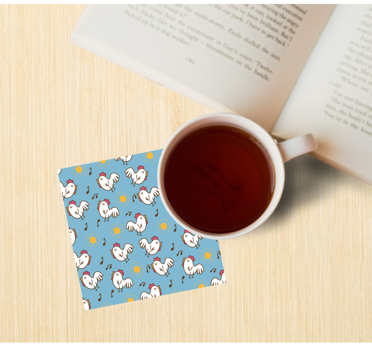 Bases para copos modernas galinhas alegres e sol - TenStickers