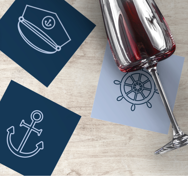 Bases para copos modernas Ícones náuticos e Âncora - TenStickers