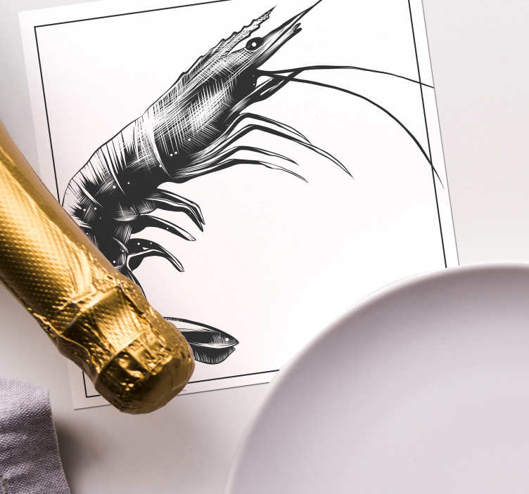 Bases para copos modernas ilustração de camarão estilizada - TenStickers