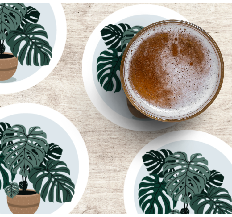 Bases para copos modernas ilustração de monstera - TenStickers