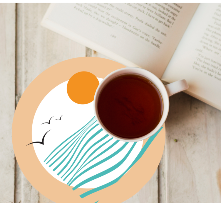 Bases para copos modernas padrão onda pôr do sol - TenStickers