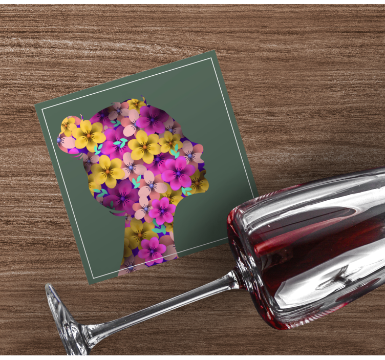 Bases para copos modernas silhueta floral - TenStickers