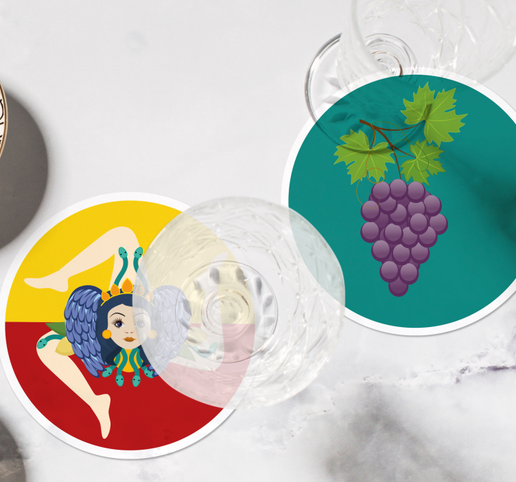 Bases para copos modernas uvas da mitologia siciliana - TenStickers