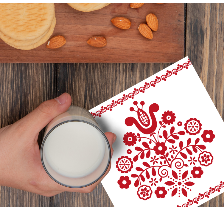 Bases para copos motivo floral folk - TenStickers