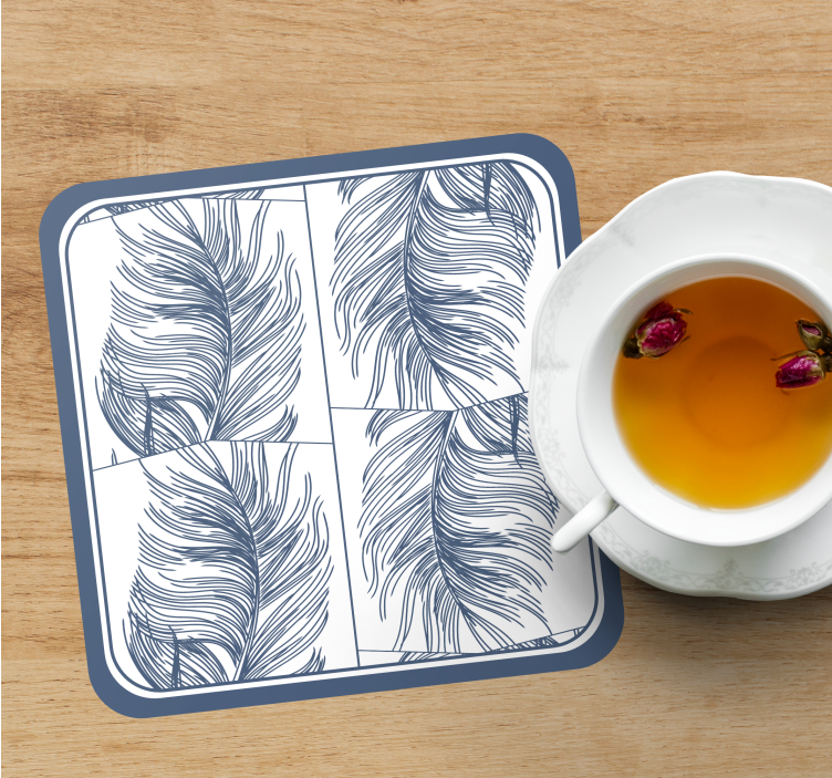 Bases para copos padrão de penas elegantes - TenStickers