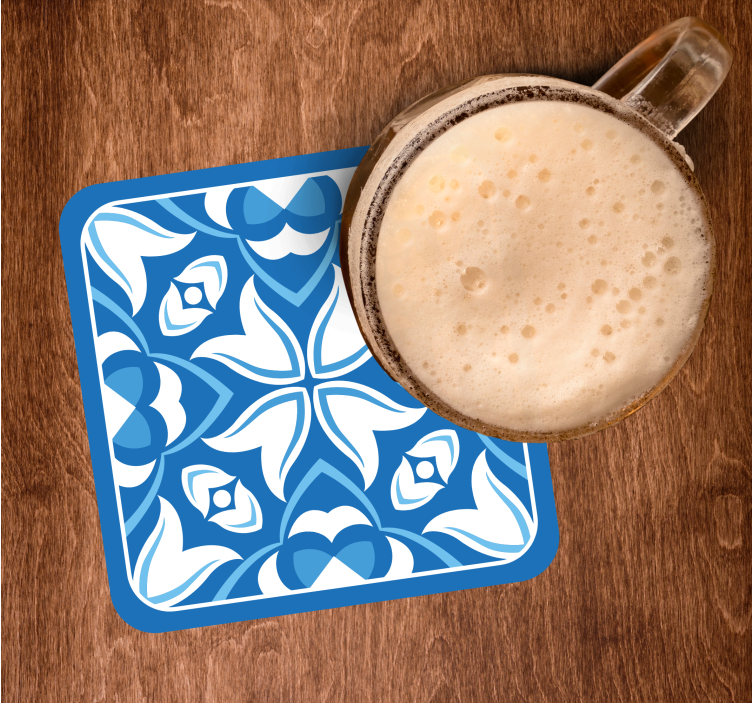 Bases para copos padrão floral azul - TenStickers