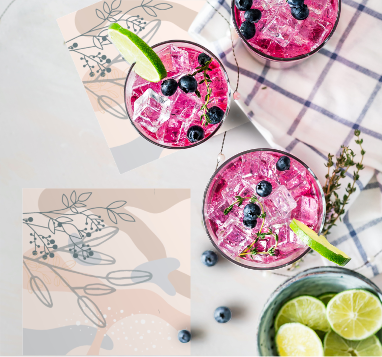 Bases para copos padrões abstratos florais - TenStickers