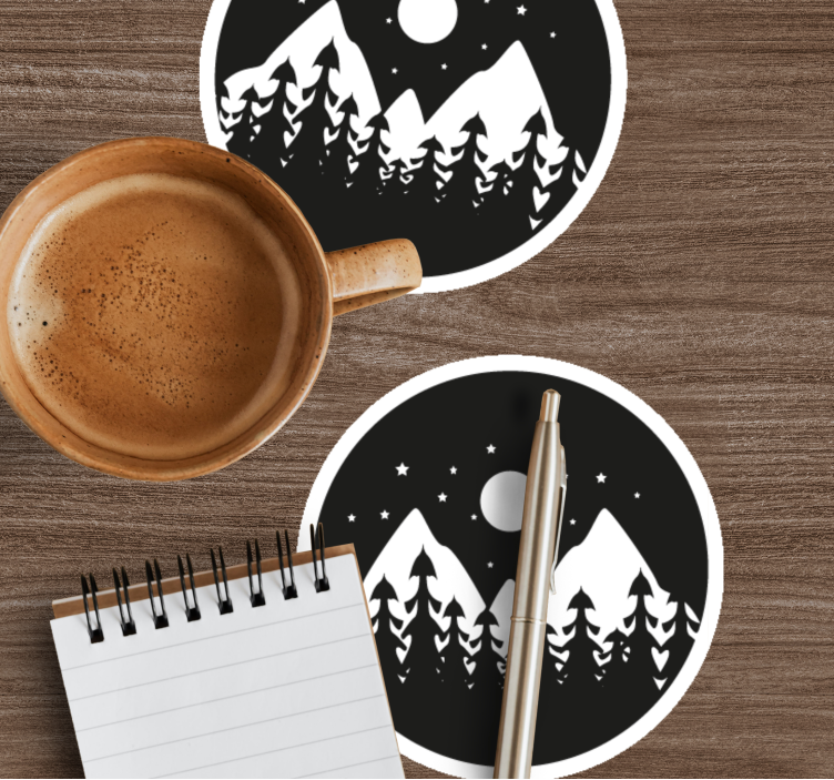 Bases para copos paisagem noturna na montanha - TenStickers