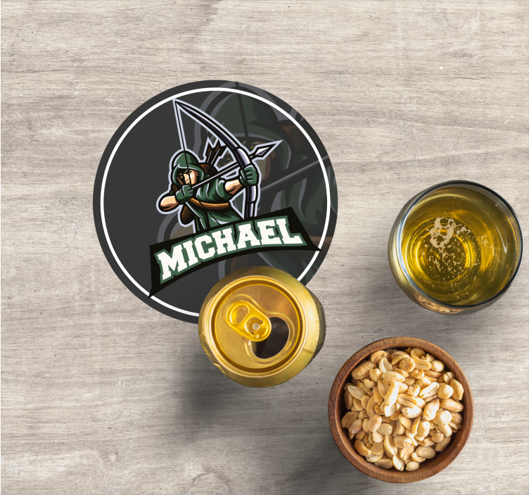 Bases para copos personalizáveis arqueiro com nome - TenStickers