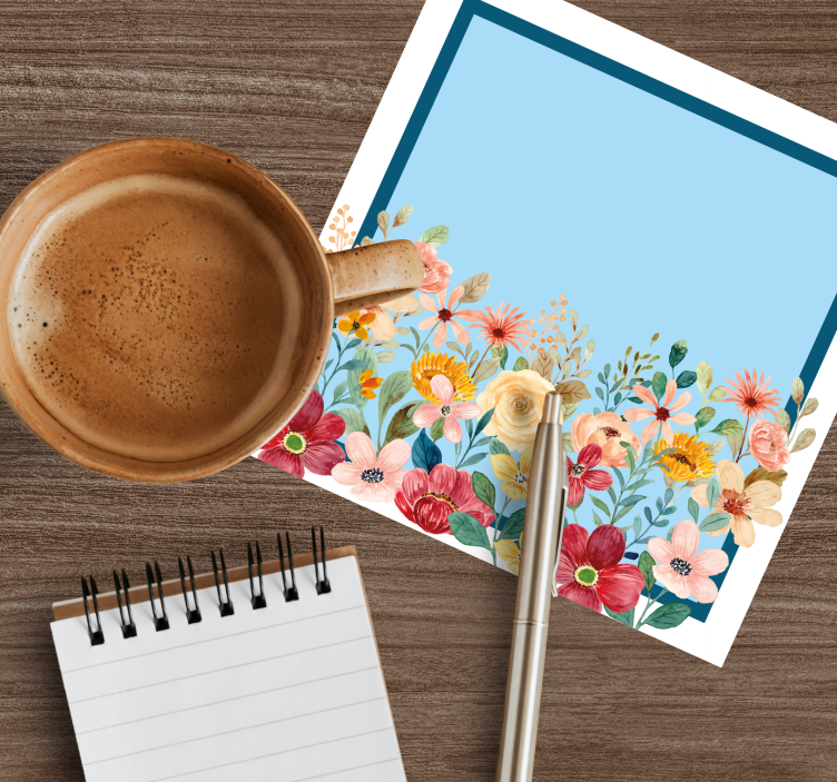 Bases para copos personalizáveis com design de borda floral - TenStickers