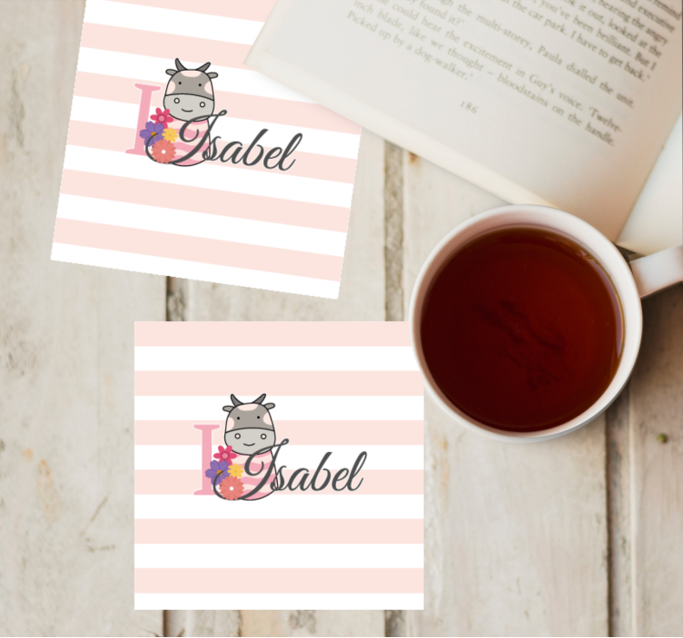 Bases para copos personalizáveis com design de vaca floral - TenStickers