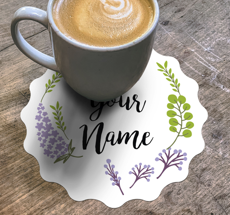 Bases para copos personalizáveis com design floral - TenStickers