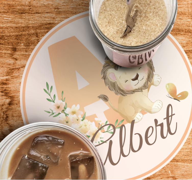 Bases para copos personalizáveis design de leão divertido - TenStickers