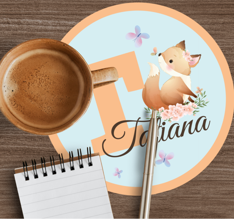 Bases para copos personalizáveis design de raposa lúdica - TenStickers