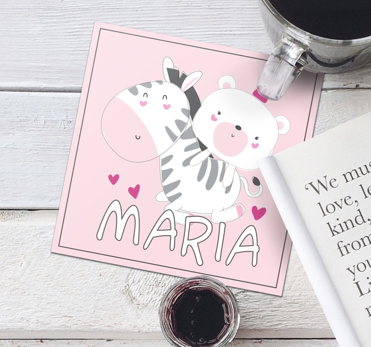Bases para copos personalizáveis duo de urso zebra fofo - TenStickers