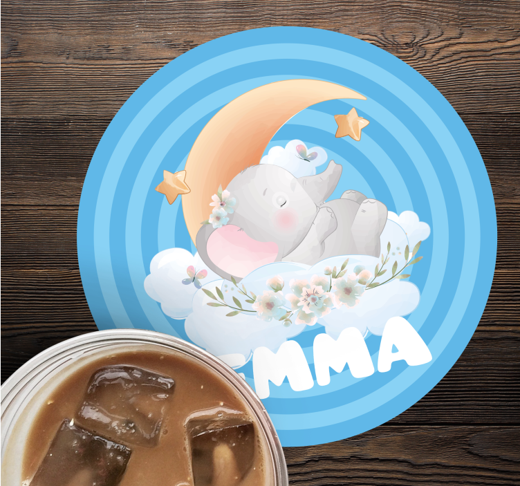 Bases para copos personalizáveis elefante lua estrelas - TenStickers
