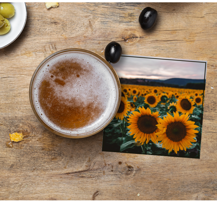 Bases para copos personalizáveis foto de campo de girassóis - TenStickers