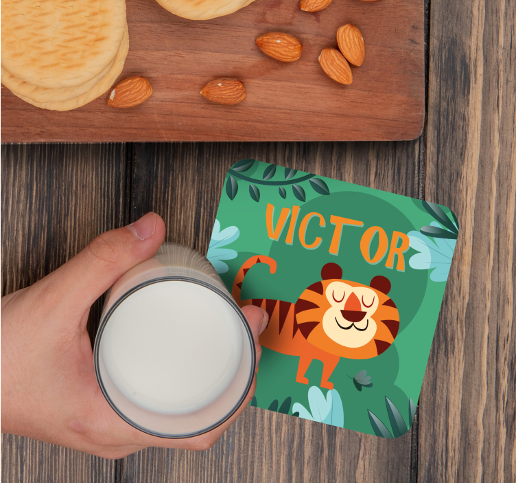 Bases para copos personalizáveis ilustração de tigre alegre - TenStickers