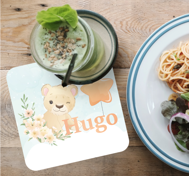 Bases para copos personalizáveis leão divertido com estrela - TenStickers