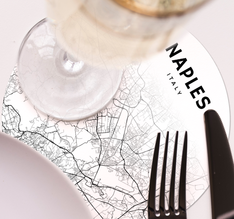 Bases para copos personalizáveis mapa de nápoles - TenStickers