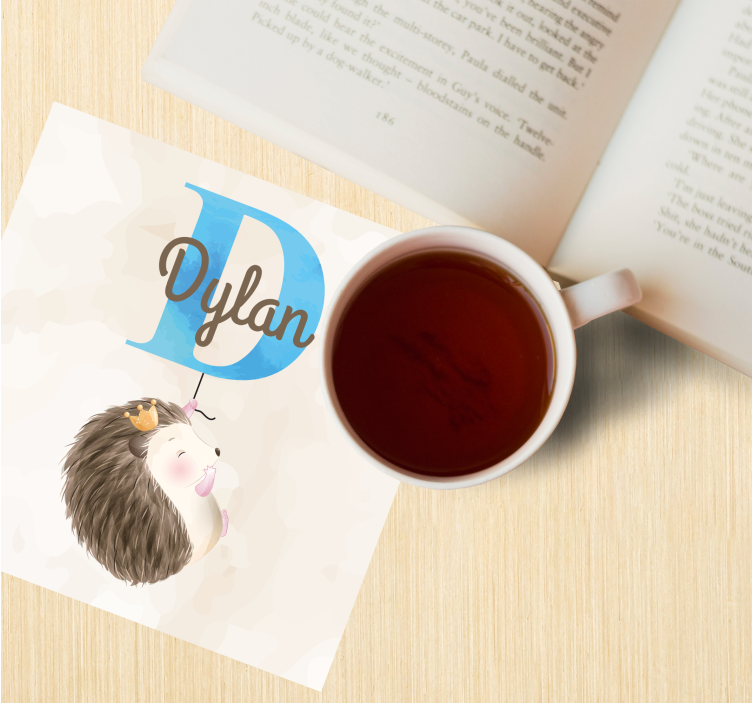 Bases para copos personalizáveis ouriço com fonte marrom - TenStickers