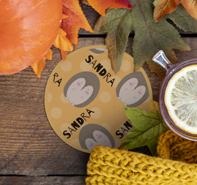 Bases para copos personalizáveis padrão de ouriço fofo - TenStickers