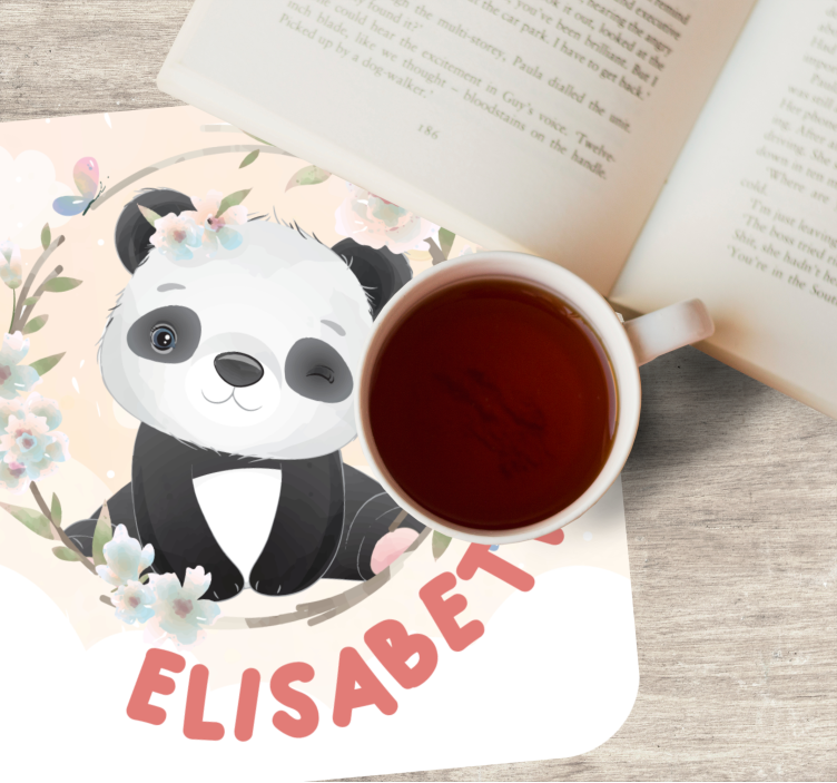 Bases para copos personalizáveis panda com acentos florais - TenStickers