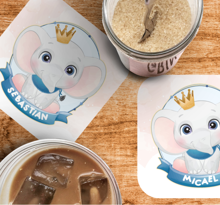 Bases para copos personalizáveis retratos de elefantes - TenStickers