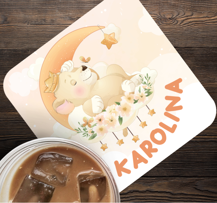 Bases para copos personalizáveis urso dormindo com estrelas - TenStickers