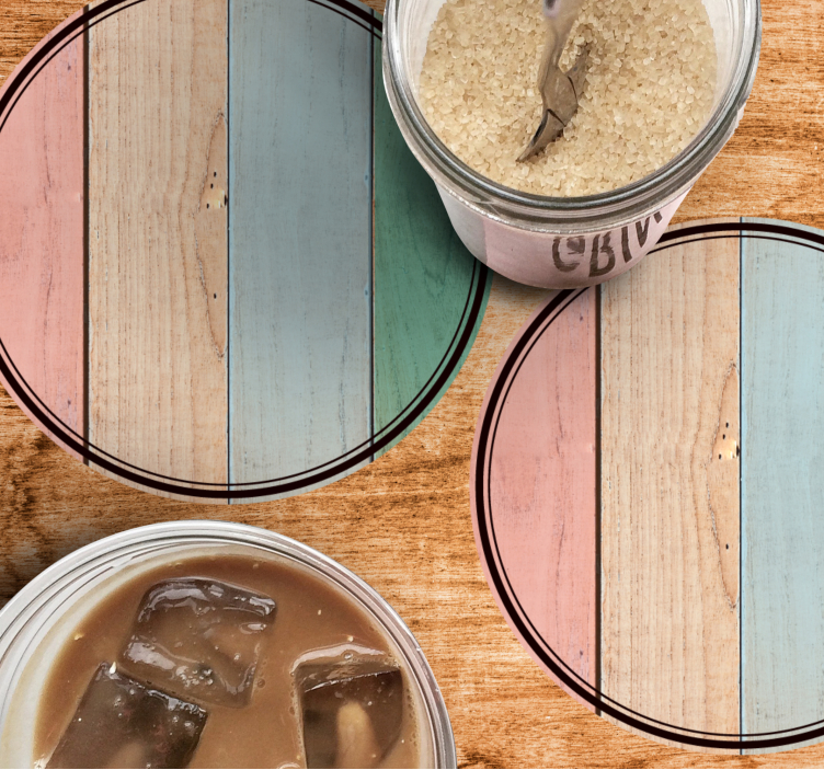 Bases para copos pranchas de madeira coloridas - TenStickers