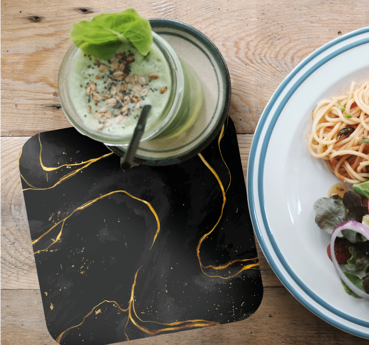 Bases para copos redemoinho preto e dourado - TenStickers