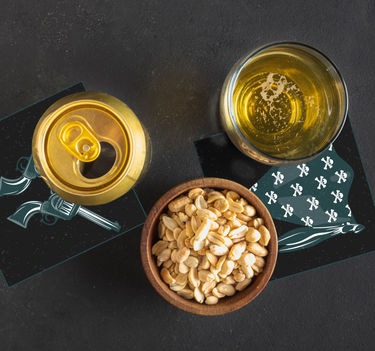 Bases para copos revólveres cruzados e bandana - TenStickers