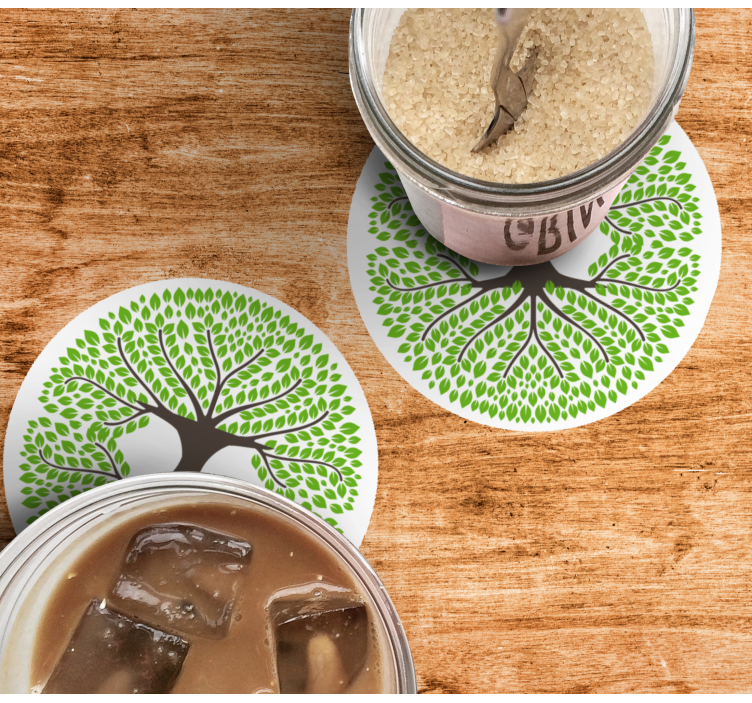 Bases para copos silhueta de Árvore verdejante - TenStickers