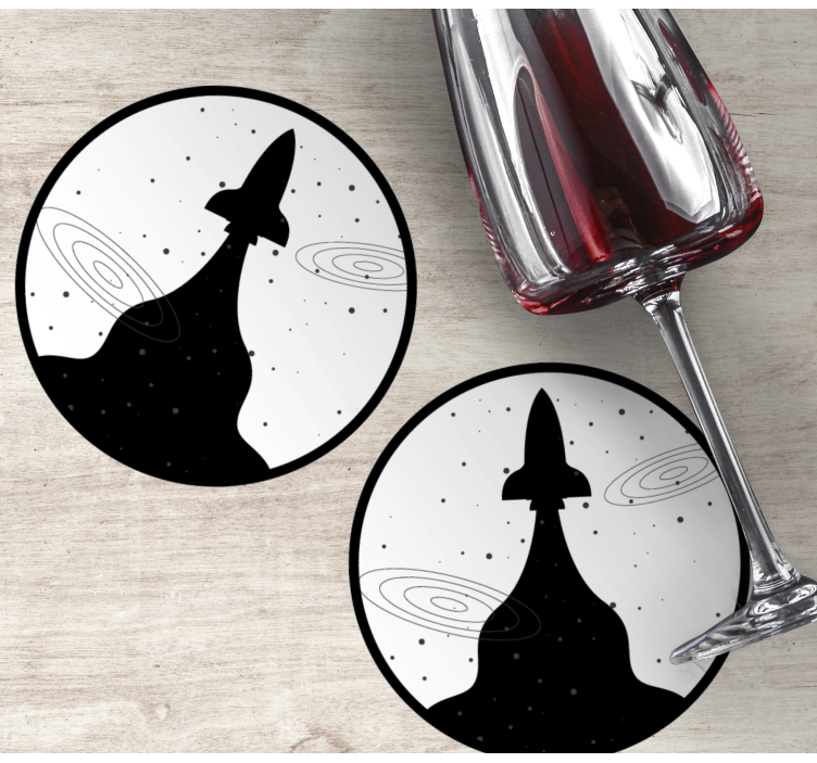 Bases para copos silhueta de foguete com estrelas - TenStickers