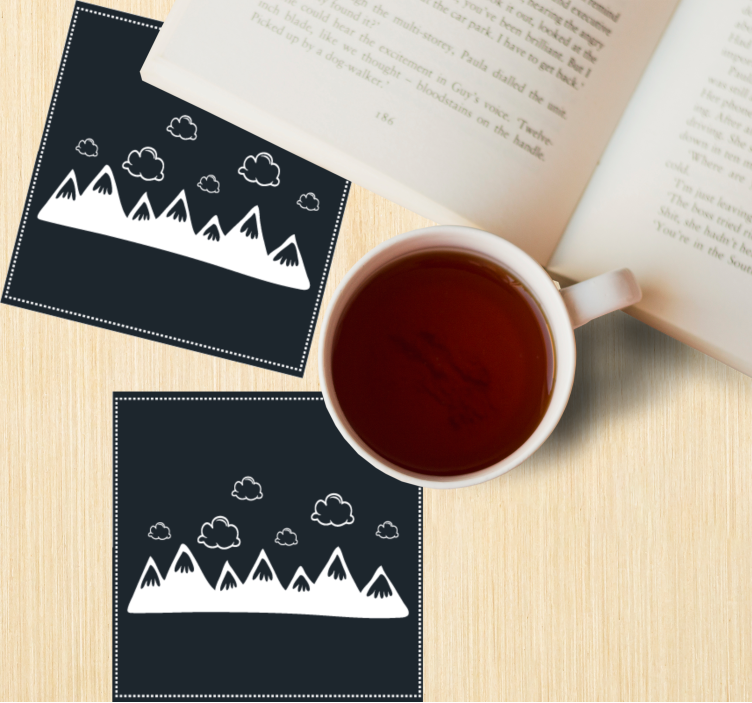 Bases para copos silhueta de montanha com nuvens - TenStickers