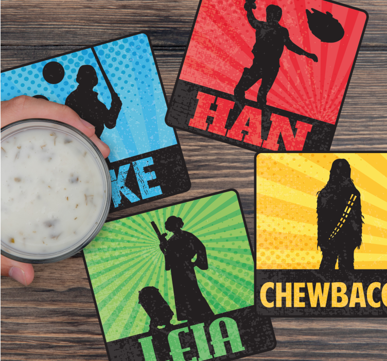 Bases para copos silhuetas de personagens icônicos - TenStickers