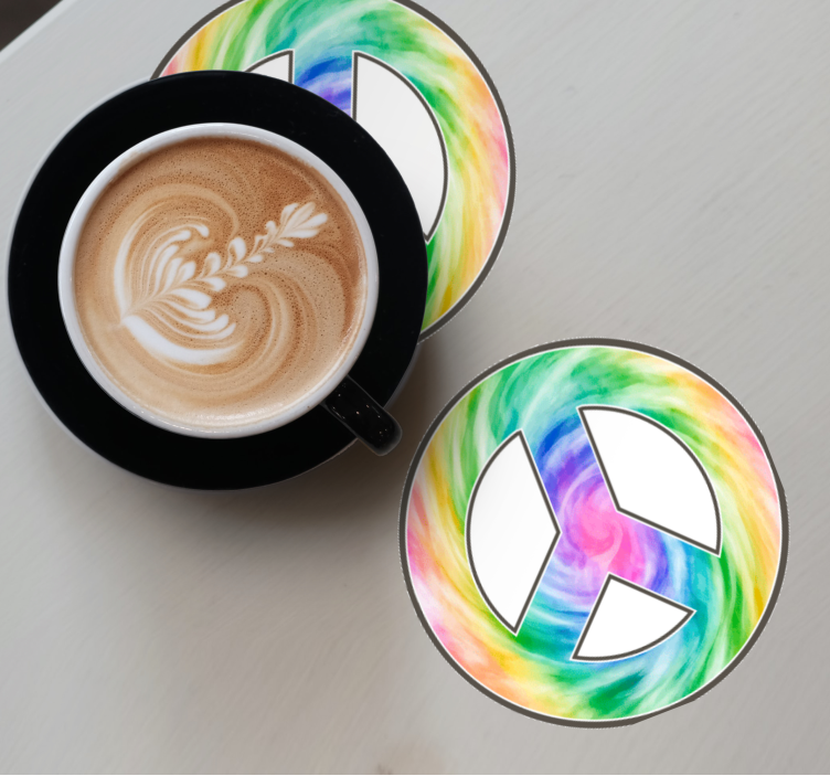 Bases para copos símbolo da paz colorido - TenStickers