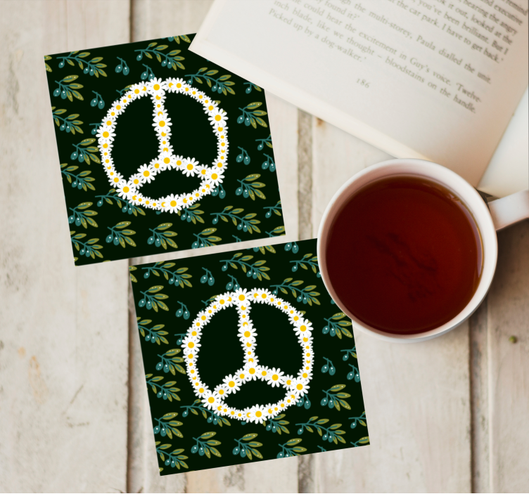 Bases para copos símbolo da paz floral - TenStickers