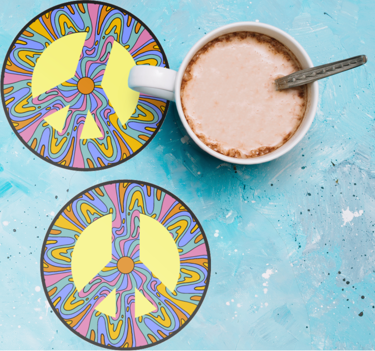 Bases para copos símbolo da paz vibrante - TenStickers