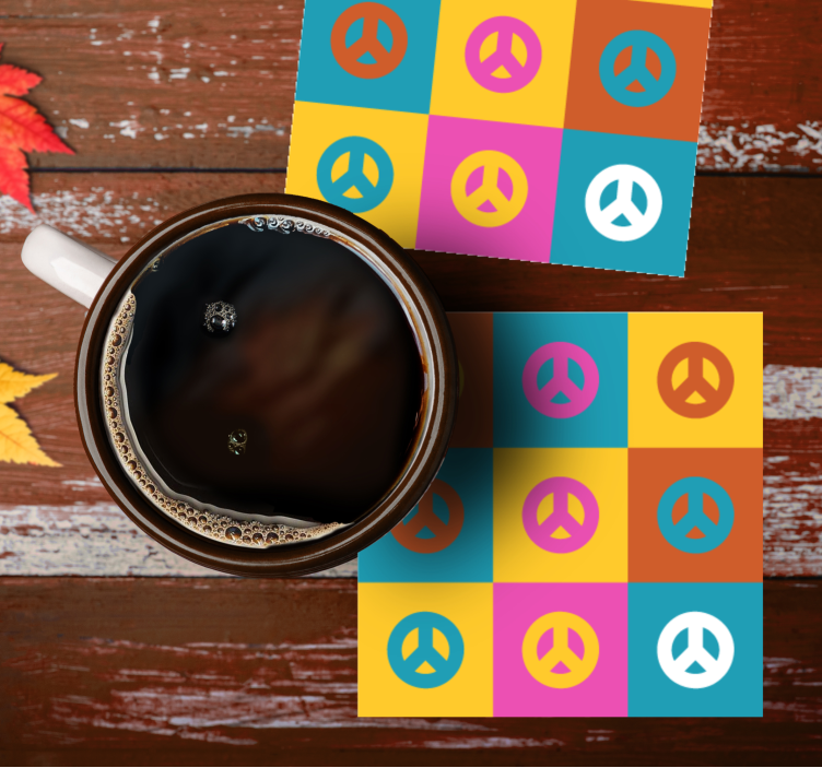 Bases para copos símbolos de paz coloridos - TenStickers