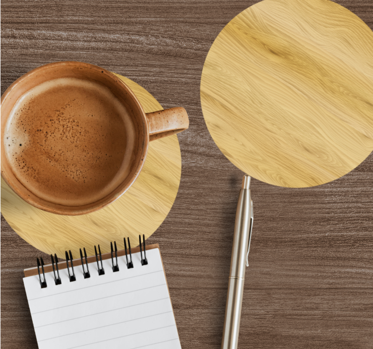 Bases para copos superfície circular de madeira natural - TenStickers