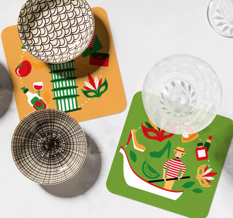 Bases para copos viagem culinária italiana - TenStickers