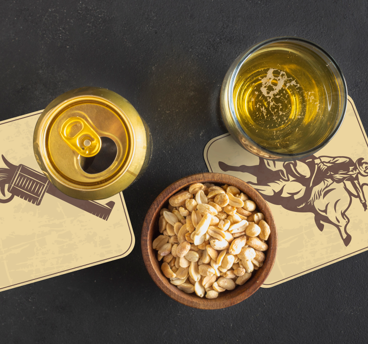 Bases para copos vintage arte vintage de rodeio cowboy - TenStickers