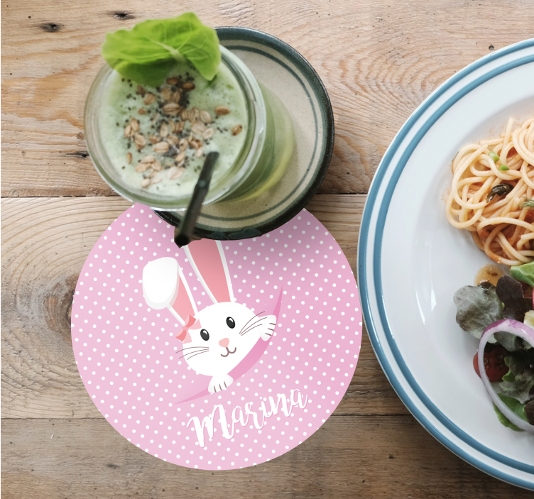 Bases para copos vintage coelho com laço - TenStickers